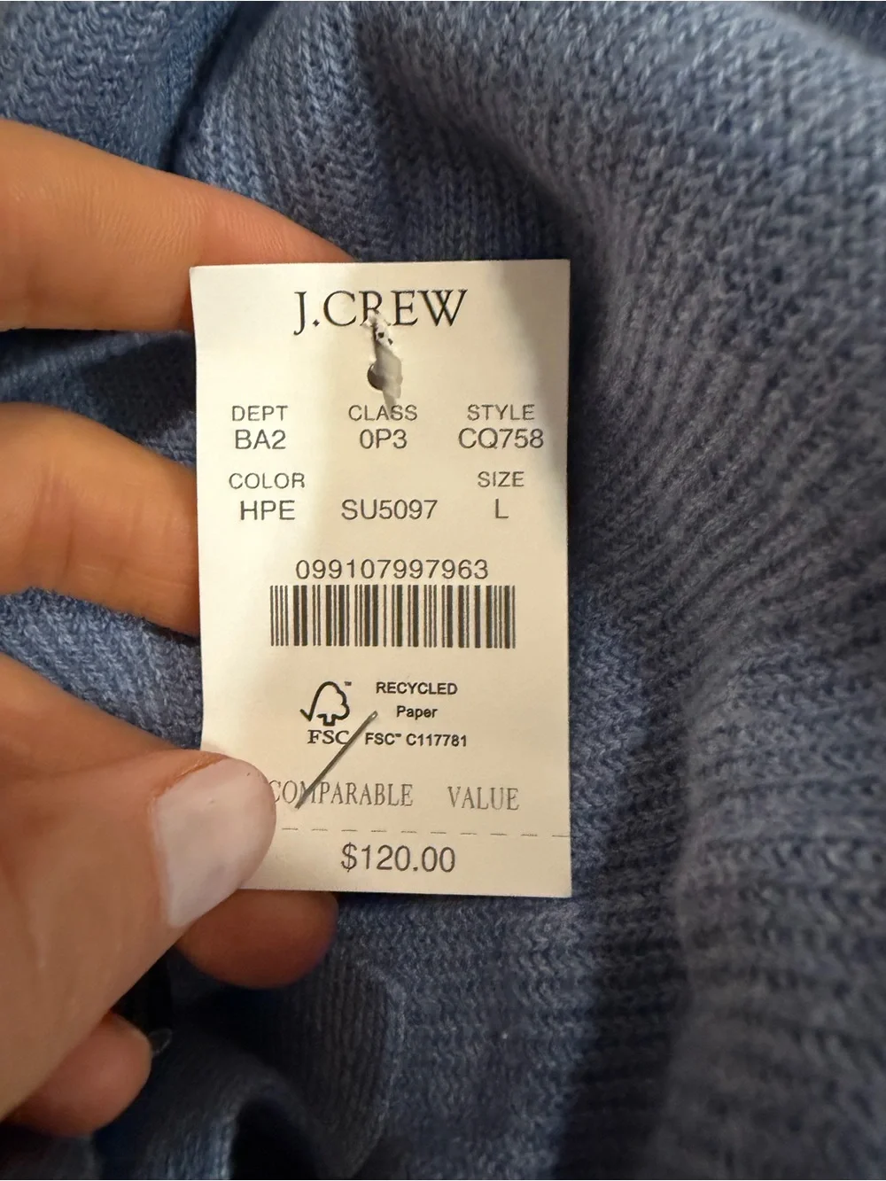 J crew blue Textured cotton sweater-polo